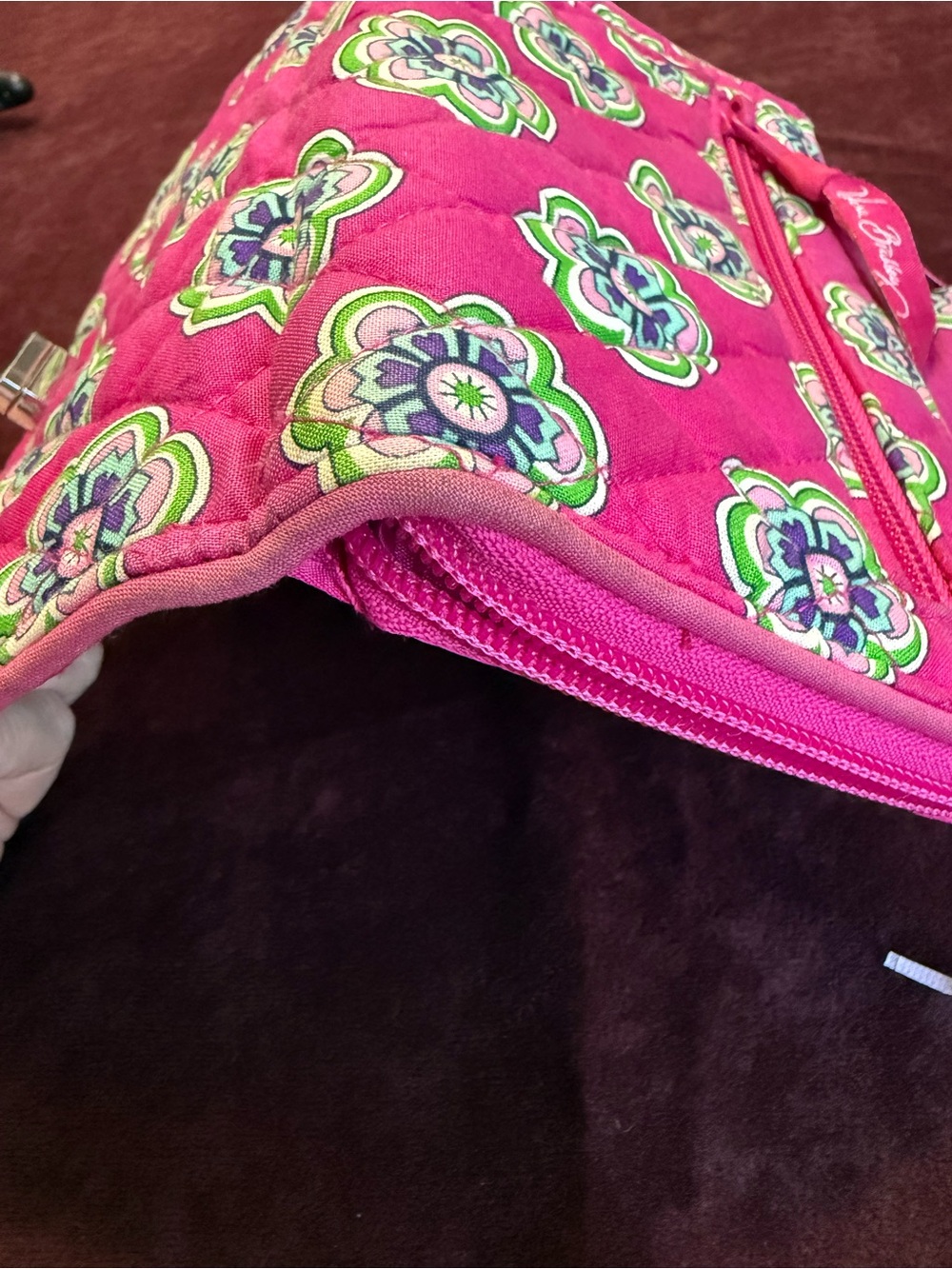 Vera Bradley Quilted Turn-Lock Wallet in Pink Swirl Flowers - Picture 8 of 10